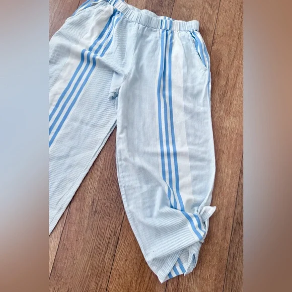 Fresh Produce Blue and White Striped Cotton Pull-On Capri Pants - Picture 8 of 10
